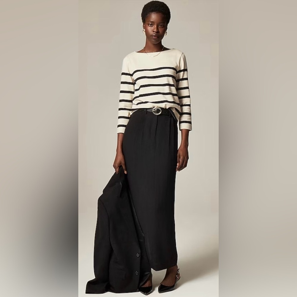 J. Crew Cream and Black Striped Boatneck Top